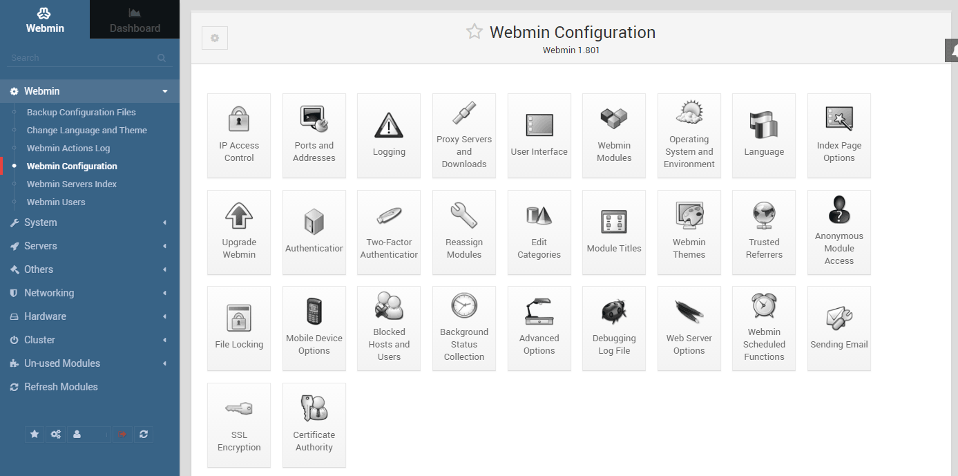 cPanel alternative: Webmin