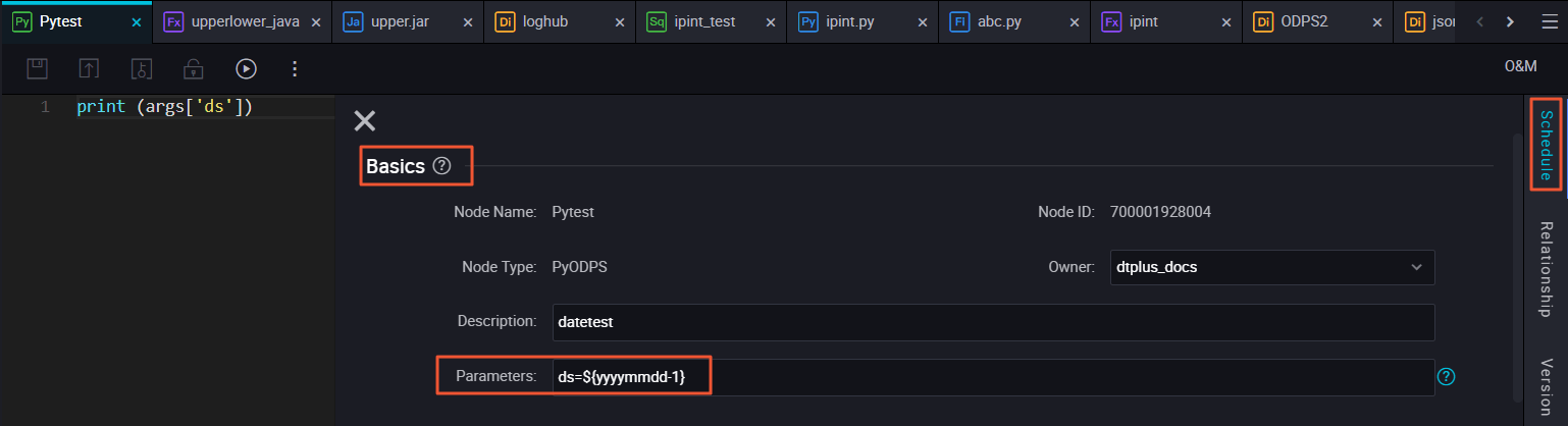 PyODPS User Defined Parameter